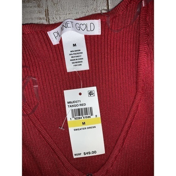 Planet Gold Red Zip Up Dress size Medium NWT! - Picture 3 of 4